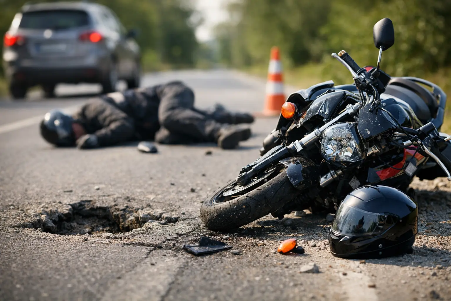 Motorcycle Crash Road Hazard Claim Options